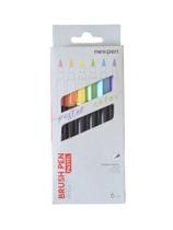 Caneta Pincel Brush Pen Pastel Newpen Kit C/6 Cores