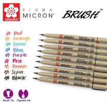 Caneta Pincel Brush Pen Pigma Sakura Kit C/ 9 Cores