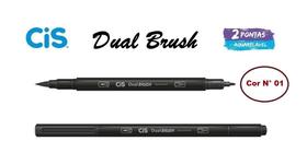 Caneta Pincel Cis Dual Brush Pen Aquarelável 01 Preta
