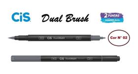 Caneta Pincel Cis Dual Brush Pen Aquarelável 02 Cinza Escuro