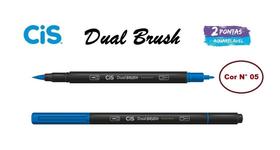 Caneta Pincel Cis Dual Brush Pen Aquarelável 05 Azul Royal