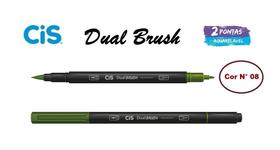 Caneta Pincel Cis Dual Brush Pen Aquarelável 08 Verde Oliva