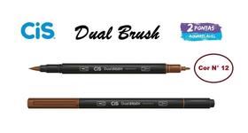 Caneta Pincel Cis Dual Brush Pen Aquarelável 12 Marrom