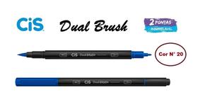 Caneta Pincel Cis Dual Brush Pen Aquarelável 20 Azul Escuro