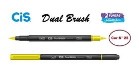 Caneta Pincel Cis Dual Brush Pen Aquarelável 25 Verde Limão