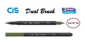 Caneta Pincel Cis Dual Brush Pen Aquarelável 34 VD Aspargo