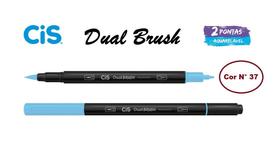 Caneta Pincel Cis Dual Brush Pen Aquarelável 37 Azul Pastel