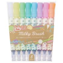 Caneta Pincel Colorida Pentel GFH-P8ST Milky Brush, 8 Cores Caneta Pincel Colorida Pentel GFH-P8ST Milky Brush, 8 Cores