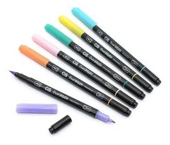 Caneta Pincel Dual Brush Aquarelável 6 Cores Pastel Cis Caneta Pincel Dual Brush Aquarelável 6 Cores Pastel Cis