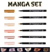 Caneta Pincel Koi Coloring Brush Sakura C/6 Set Mangá