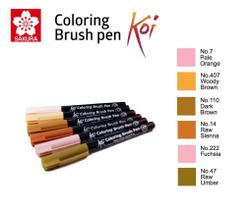 Caneta Pincel Koi Coloring Brush Sakura C/6 Set Tan Hues Caneta Pincel Koi Coloring Brush Sakura C/6 Set Tan Hues