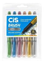 Caneta Pincel Metalica Pastel Cis Dual Brush Pen - Estojo