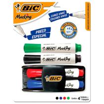 Caneta Pincel Para Quadro Branco Bic Marking Fashion 04 Cores com Apagador Caneta Pincel Para Quadro Branco Bic Marking Fashion 04 Cores com Apagador