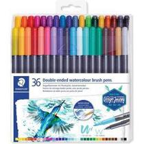 Caneta Pincel Ponta Dupla Aquarelável Staedtler 36 cores