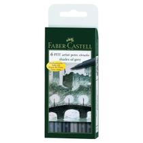 Caneta Pitt Artist Faber Castell Brush 6 Cores Tons de Cinza