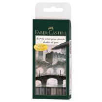 Caneta Pitt Artist Faber Castell Brush 6 Cores Tons de Cinza