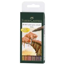 Caneta Pitt Artist Faber Castell Brush 6 Cores Tons de Terra