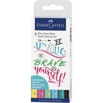 Caneta Pitt Artist Faber Castell Hand Lettering Pastel 6 Canetas