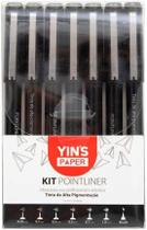 Caneta Pointliner técnica de desenho Artistica Preta com 7 peças - YP7527
