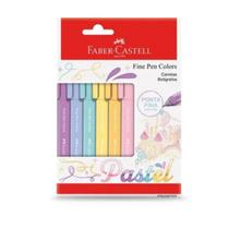 Caneta Ponta Fina, Faber Castell, Fine Pen Colors - 6 Cores Pastel