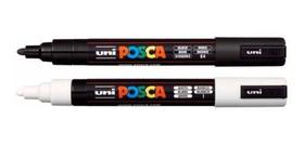 Caneta Posca 5m 2,5m Kit C/4 Preta, Branca, Prata e Dourada