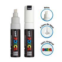 Caneta Posca 8k Ponta Chanfrada 8mm Branca - Uniball