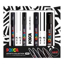 Caneta Posca Artists Collection NIBS Preto - estojo com 4 unidades - Uni-Ball