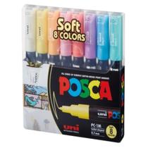 Caneta Posca Kit PC 1M - Com 8 Cores Soft - Tons Pastel Caneta Posca Kit PC 1M - Com 8 Cores Soft - Tons Pastel