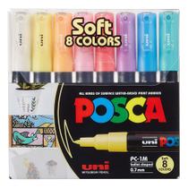 Caneta Posca PC-1M 8 Cores Soft Pastel Uni Ball