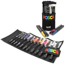 Caneta Posca PC - 3M Estojo 12 Cores Rollerset UniBall Caneta Posca PC - 3M Estojo 12 Cores Rollerset UniBall