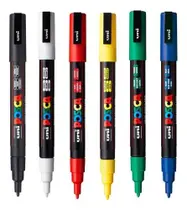 Caneta Posca Pc-3m Fine Line - Kit c/ 6cores - Uniball