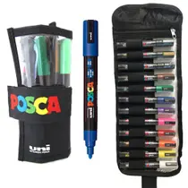 Caneta Posca PC - 5M Estojo 12 Cores Marcador Uni Ball Caneta Posca PC - 5M Estojo 12 Cores Marcador Uni Ball