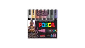 Caneta Posca Pc-5m - Estojo C/ 08 Cores Dark - Uniball Caneta Posca Pc-5m - Estojo C/ 08 Cores Dark - Uniball