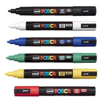 Caneta Posca PC-5M Marcador Kit C/ 6 Cores Básicas