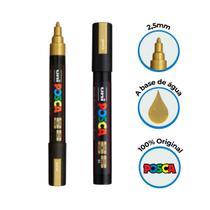 Caneta Posca Pc-5m Ponta 2,5mm Dourada - Uniball Caneta Posca Pc-5m Ponta 2,5mm Dourada - Uniball