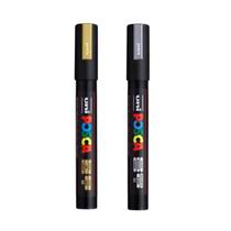 Caneta Posca Pc-5m Ponta 2,5mm - Kit Com 2 - Prata E Dourada