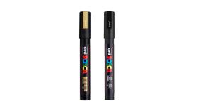 Caneta Posca Pc-5m Ponta 2,5mm - Kit Preta e Dourada