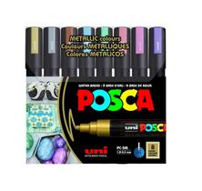 Caneta Posca PC-5m Ponta Média 8 cores Metálicas - UNIBALL