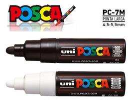 Caneta Posca Pc-7m Ponta Bullet Branca e Preta e Rosa com 3