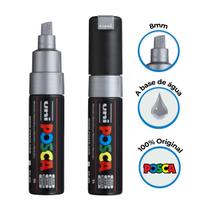 Caneta Posca Pc-8k Ponta Chanfrada 8mm Prata - Uniball Caneta Posca Pc-8k Ponta Chanfrada 8mm Prata - Uniball