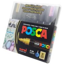Caneta Posca Uni-ball PC-5M METALLIC Colours - 8 Cores Caneta Posca Uni-ball PC-5M METALLIC Colours - 8 Cores