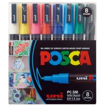 Caneta Posca Uniball PC-3M Marca Texto Multiuso 8 Cores