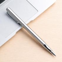 Caneta prata pena tinteiro presente luxo extra fina 0,38mm