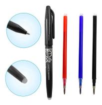 Caneta Preta Apagavel Tecido Papel Escolar Textil 03 Refil