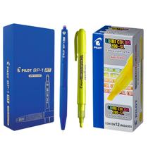 Caneta Retrátil BP1 Azul + Marca Texto 200-SL Amarelo Pilot Caneta Retrátil BP1 Azul + Marca Texto 200-SL Amarelo Pilot