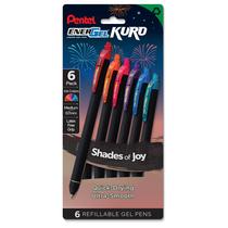 Caneta retrátil Pentel Energel Kuro Shades of Joy, pacote com 6 Caneta retrátil Pentel Energel Kuro Shades of Joy, pacote com 6
