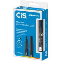 Caneta Retroprojetor 10MM CIS Preto Caixa com 12 Unidades