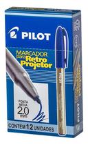 Caneta Retroprojetor 2.0mm Azul Pilot Caixa Com 12 Unidades