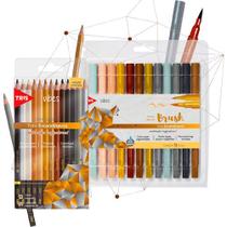 Caneta Sketch e lápis de cor 12 cores tons Escandinavos Tris Caneta Sketch e lápis de cor 12 cores tons Escandinavos Tris