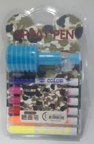 Caneta Spray Color Com 12 Cores + Stencil - Mania De Sticker - LC